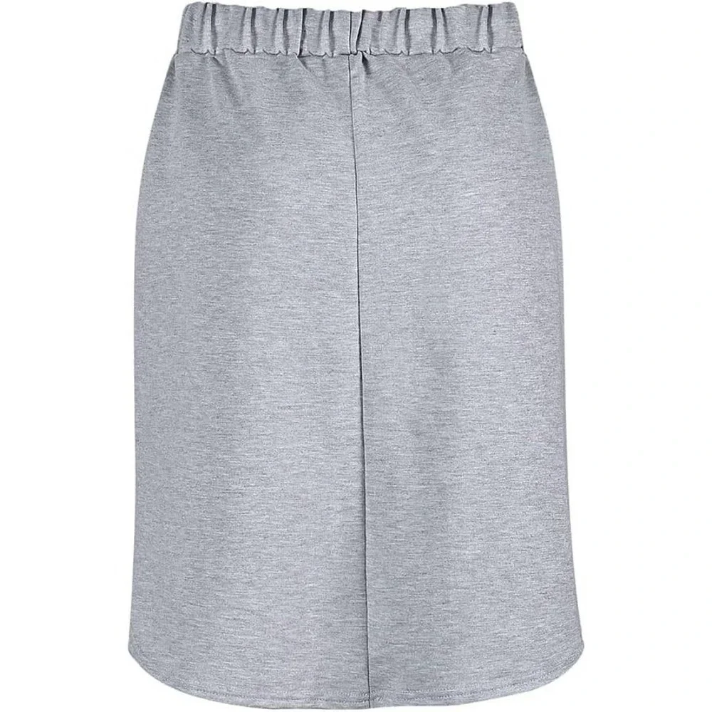 Wenseny Women's S Grey Knee Length Pencil Skirts Elastic Midi Bodycon Solid
